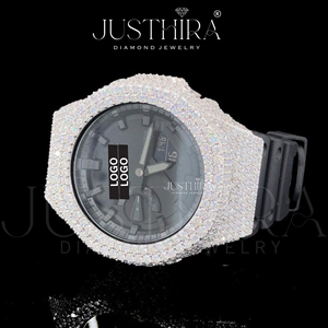 Reloj de Pulsera Casual de Acero Inoxidable con Diamantes Moissanite Minimalistas de Fabricación India, Disponible para la Venta - Product Image 4