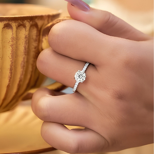 Solitaire Moissanite Engagement Ring Round Cut 925 Sterling <b>Silver</b> <b>Wedding</b> <b>Band</b> for Women - Product Image 5