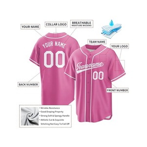 Personnalisez votre propre maillot de baseball avec impression par transfert thermique, 100% polyester, séchage rapide, respirant, entièrement boutonné. - Product Image 6