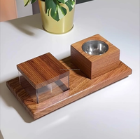 Ensemble de plateau de brûleur d'encens en bois d'acacia de l'Aïd Mubarak