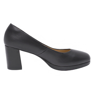 Zapatos de Tacón Ancho con Punta Redonda de Cuero Genuino para Mujer Ann'S, Zapatos de Oficina Transpirables, Sin Cordones, Color Negro Sólido - Product Image 2