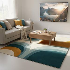 Modern Sculpted Wave Plush Area Rug Neutral Beige <b>Carpet</b> <b>for</b> Living Room Bedroom Dining Room Contemporary Scandinavian Teppich - Product Image 1