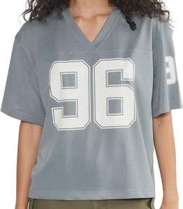 Camisetas Oversize de Jersey Transpirable para Mujer, Estilo Casual Urbano, Tops Lisos con Logo, Venta al por Mayor - Product Image 1