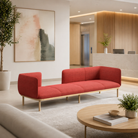 Sofá Modular de Tela ATWOKA Moderno de 4 Plazas con Respaldo Escalonado para Sala de Espera de Hospital, Hotel, Escuela, Clínica