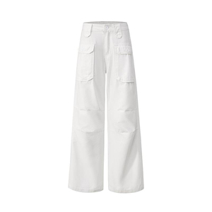 Pantalones Cargo Deportivos Cosh para Parejas, Pantalones Anchos Blancos Premium para Ropa Deportiva, Ropa Urbana y Comodidad Casual - Product Image 4