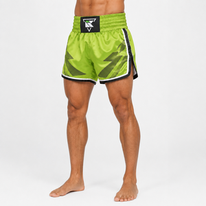 Shorts de boxe thaïlandaise pour hommes, vert, imprimé par sublimation, respirant, vêtements de combat MMA, coupe régulière, vente en gros, shorts de boxe thaïlandaise pour adultes - Product Image 5