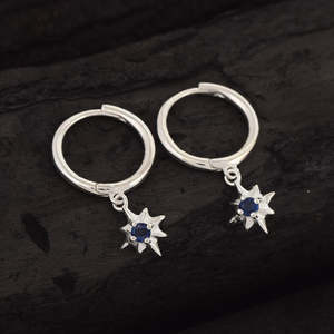 Pendientes de Aro de Plata de Ley 925 con Zafiro Azul Natural de Corte Redondo de Calidad Premium 2026, Joyería Fina para Mujer - Product Image 3