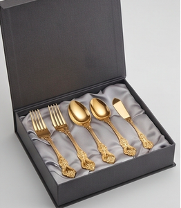 Ensemble de couverts en acier inoxydable doré de luxe - Design moderne et écologique pour des dîners élégants, des mariages et des restaurants - Product Image 6