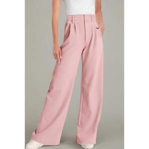 Pantalon de travail décontracté pour femme, taille mi-haute, jambe large, délavage blanchi, en Spandex/Polyester, devant plat, vente en gros 2026 - Product Image 4