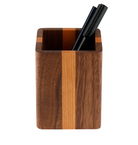 Natural Solid Wood Pen Holder Square High Quality Wholesale Wood Pencil Stand Stationery Storage <b>Box</b> Best Price - Product Image 1