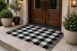 Tapis de sol tissé à la main de qualité supérieure, fabriqué à partir de fibres 100 % naturelles et écologiques, apportant des textures organiques chaleureuses à la vie moderne. - Product Image 5