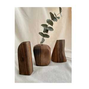 Elegant Hourglass Walnut <b>Wood</b> Vase Handcrafted Decorative <b>Solid</b> <b>Wood</b> Bud Vase Professional Office <b>Desk</b> Ornament and Gift Item - Product Image 4