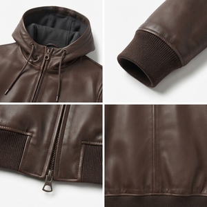 ผู้ผลิตเสื้อแจ็คเก็ตหนัง PU คุณภาพสูงแบบสั่งทำพิเศษ ปิดด้วยซิป คอตั้ง ซับในโพลีเอสเตอร์ สำหรับฤดูหนาว แขนเสื้อแบบปกติสำหรับผู้ชาย - Product Image 3