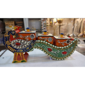 Handcrafted Classic Multifunction Peacock Shringar <b>Boxes</b> with Dimensional Tolerance <5mm Weight Tolerance <5% Made in India - Product Image 3