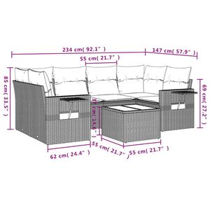 Juego de sofás de patio de ratán sintético negro de 7 piezas con cojines, elegantes muebles de exterior - Product Image 3