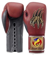 Ensemble de boxe DF-BSArg1 - Casque XL 16 oz, protège-guêtres rouge et gris en cuir véritable, gants de MMA à lacets pour sparring, MMA, Muay Thai, Kickboxing