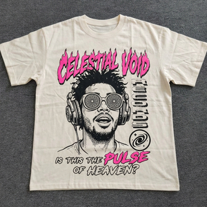 T-shirt pour homme à manches courtes en coton 100% vintage imprimé et tricoté, effet délavé à l'acide - Product Image 6