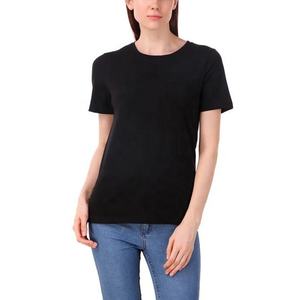 Camiseta Corta Negra Lisa para Mujer, Corte Regular, Casual, Primavera, Suave, Transpirable, Anti-Pilling, Ecológica, con Logo, para Uso Diario, Top de Moda - Product Image 5