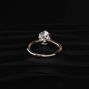 Bague de fiançailles ovale solitaire avec pierre mystique, bague de mariage en or, diamant de laboratoire D-E VVS-VS, design spécial pour femmes - Product Image 2