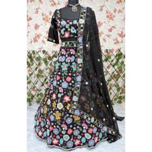 ชุดนักออกแบบสตรีชุด lehenga choli พร้อมงานปักหลายหัวข้อที่สวยงาม - Product Image 4