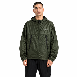 Chaqueta cortavientos unisex OEM gris con capucha, impermeable, con cremallera, informal, estilo urbano Y2K, proveedor estadounidense de chaquetas para hombre. - Product Image 4