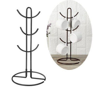 Soporte de metal para tazas con 6 ganchos, organizador de cocina, soporte para tazas, acabado dorado, material de hierro, ahorro de espacio, expositor. - Product Image 5