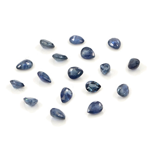 Saphirs bleus naturels non traités, taille poire 3x4mm, pierres précieuses de saphir bleu naturel facettées pour la création de bijoux - Product Image 1