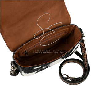 Handmade Hairon Cowhide Crossbody Bag for Women Vintage Western Tooled Leather Shoulder Purse Rustic Boutique Bag - Product Image 5