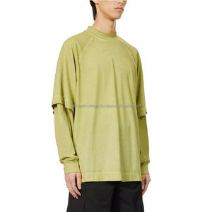 เสื้อยืดผ้าฝ้าย100% แขนสองชั้นสำหรับผู้ชายเสื้อยืดเย็บปักลายวินเทจซักได้สำหรับทั้งชายและหญิง - Product Image 3