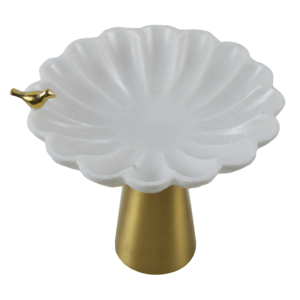 Tazón de Almacenamiento de Alimentos para Cocina con Diseño Increíble, Base Dorada y Decoración de Pájaros, Tazón de Piedra de Mármol para Guardar Hierbas y Especias - Product Image 1