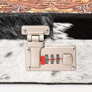Boîte à bijoux bohème en cuir véritable façonnée à la main avec motif en cuir de vachette et serrure à combinaison, boîte de rangement durable pour les voyages - Product Image 4