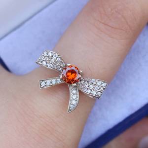 Bague en zircon orange, argent sterling, pierre précieuse, bague de fiançailles, bague de promesse, pierre de naissance de septembre, cadeau pour elle - Product Image 1