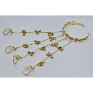 Traditional Latest trending handmade <b>antique</b> goldplated brass flower design hathfool for women and girls - Product Image 1