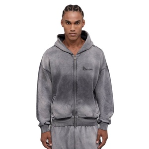 ชุดวอร์มผ้าฝ้าย100% โอเวอร์ไซส์ของผู้ชายชุดวอร์มซักด้วยกรดชุดวอร์มฤดูหนาว - Product Image 1