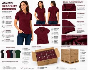 เสื้อโปโลผู้หญิง 180 กรัม ทิรุปุร์ ทามิลนาดู อินเดีย - Product Image 4
