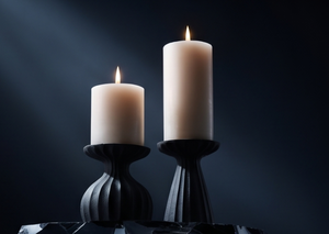 Porte-bougie en aluminium noir cannelé, texture moulée, fait main, pour Noël, la Saint-Valentin, Pâques, centres de table pour la maison - Product Image 5