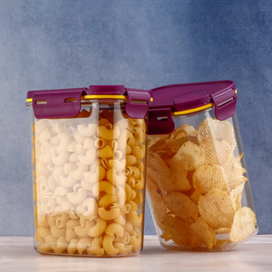 BPA-Free Airtight Food Storage <b>Containers</b> with Clip Lock Lid , Leakproof <b>Plastic</b> Kitchen Storage Jars for grains, snacks,etc. - Product Image 2