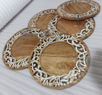 Incrustation de nacre en bois EID Ramadan plateau de service EID Mubarak Ramadan décoration Table artisanat musulman décor à la maison
