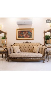 Juego de Sofás Modernos Curvos de Ratán Vintage, Juego de Muebles para Sala de Estar, Juego de Sofás Clásicos Reales, Juego de Sofás Tapizados en Fibra Antigua - Product Image 5
