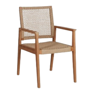 Modern Teak Wood Rattan <b>Dining</b> <b>Armchair</b> With Woven Seat And Back For Indoor Outdoor Use - Product Image 6