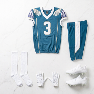 Ensemble d'uniformes de football américain imprimés par sublimation, maillot et short respirants avec protections, qualité supérieure - Product Image 6