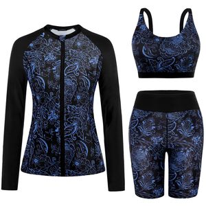 Ensemble de maillot de bain 3 pièces pour femme avec logo personnalisé de qualité supérieure, manches longues, protection UV, soutien-gorge de sport et short de bain - Product Image 1