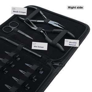 Kit d'outils pour extensions capillaires avec pince à retirer les perles, pince à sertir les micro-perles, aiguilles à coudre courbées, mini-ciseaux et anneau de séparation - Product Image 4