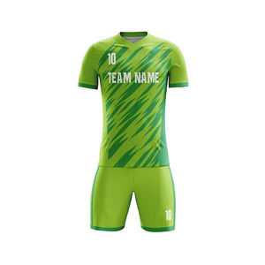 Conjunto de Uniforme de Fútbol para Hombre, Color Verde, Manga Corta, Cuello en V, Poliéster que Absorbe la Humedad, Corte Atlético, Nombre del Equipo Impreso - Product Image 2