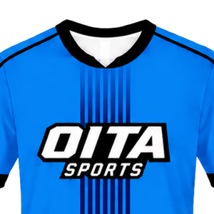 Maillot de rugby bleu roi et noir à manches courtes, col rond, respirant, pour l'entraînement d'équipe, performance sportive, uniforme de sport - Product Image 3