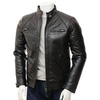Blouson de travail personnalisé pour homme, style motard, en cuir, avec fermeture éclair, vente en gros, blouson rétro en cuir pour homme