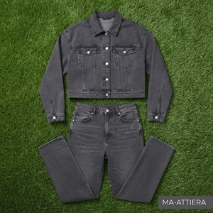 Women Charcoal Gray Denim <b>Jacket</b> And <b>Straight</b> Leg Jeans Set Casual Two Piece Matching Denim Outfit Streetwear Fashion - Product Image 6
