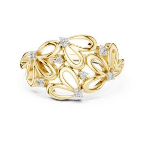 แหวนเพชรทรงกลมทองคำ 14K สำหรับผู้หญิง |   ชุดทำงาน |   เพชรที่เพิ่งเพาะเลี้ยง - Product Image 1