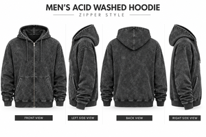 Men's Washed <b>Black</b> Zip-Up Hoodie Regular Fit Cotton French Terry Casual Hooded <b>Sweatshirt</b> with Pockets Autumn Wear - Product Image 5