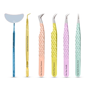 Pinzas profesionales para extensión de pestañas de acero inoxidable, punta de fibra con logotipo personalizado para uso en cejas, herramientas faciales de volumen - Product Image 2
